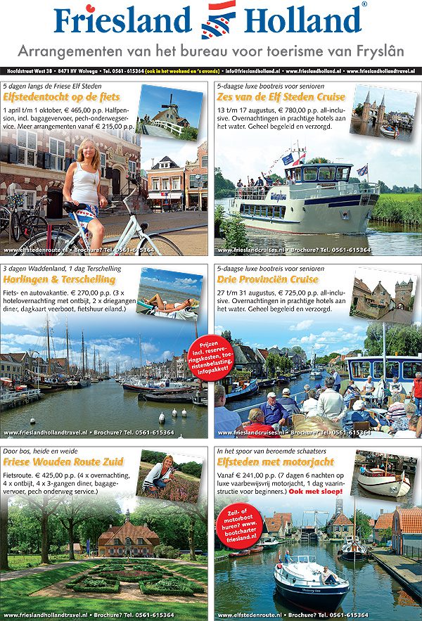 Friesland Holland gaat nog nadrukkelijker de boer op als hét bureau voor toerisme van Fryslân. Zaterdag 2 juni 2012 verscheen deze paginagrote full-colour advertentie onder andere in het AD in het katern Reizen.