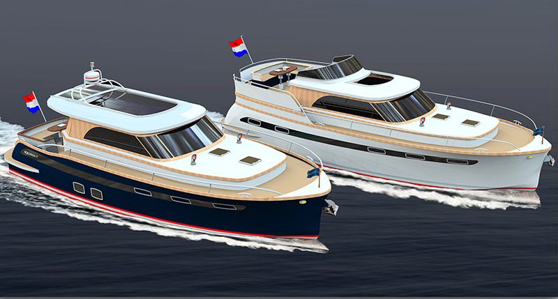Nu nog tekeningen van jachtontwerper Jan Piet Bakker, realiteit op Boot Holland 2017: de nieuwe Majestic-lijn van Aquanaut Yachting Holland in Sneek.