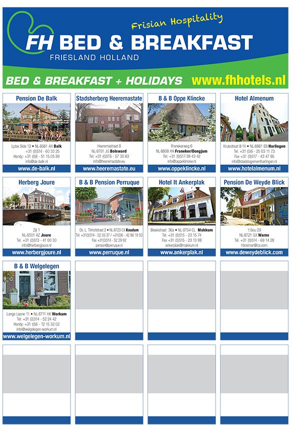 FH Hotels en FH Bed & Breakfast adverteren zo in magazines.