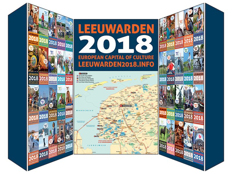 De inofficiële Leeuwarden CH 2018 stand waarmee het Friese toerisme- en marketingbureau Friesland Holland op tournee is. 