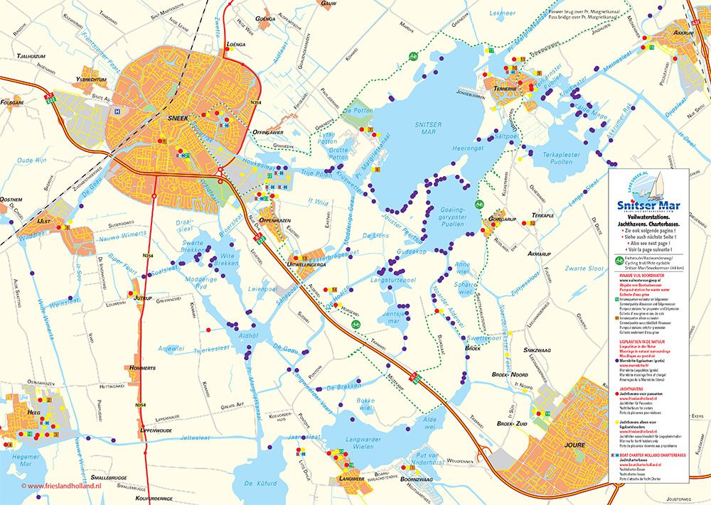 Friesland Holland produceerde voor boot- en fietstoeristen een nieuwe veeltalige recreatiekaart van de Snitser Mar. 